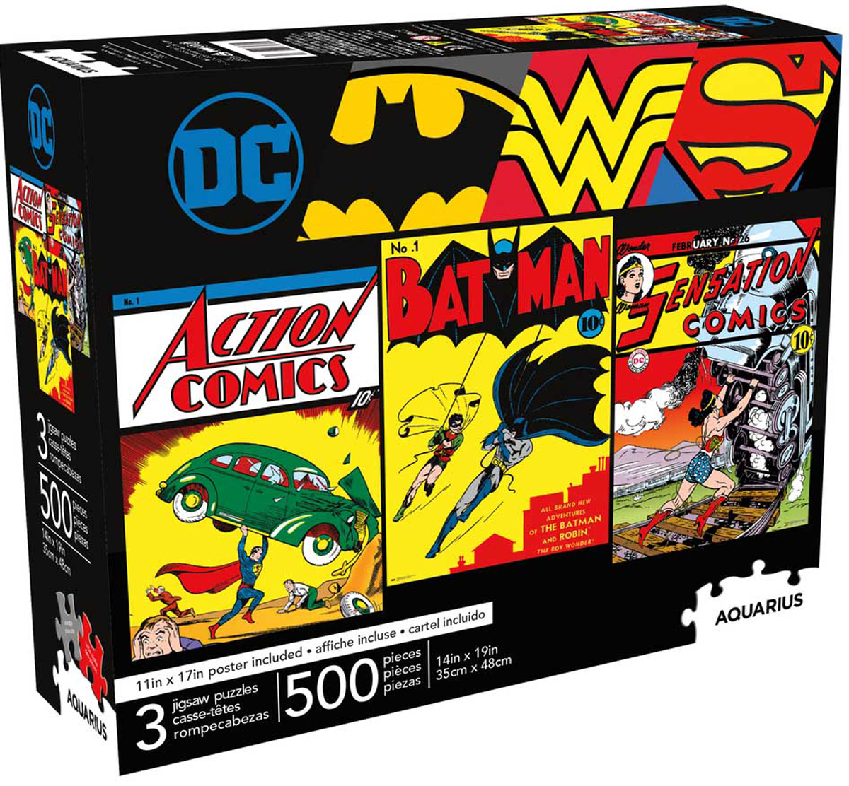 DC Comics 500 Piece (Set of 3 Puzzles) Nostalgic & Retro Jigsaw Puzzle