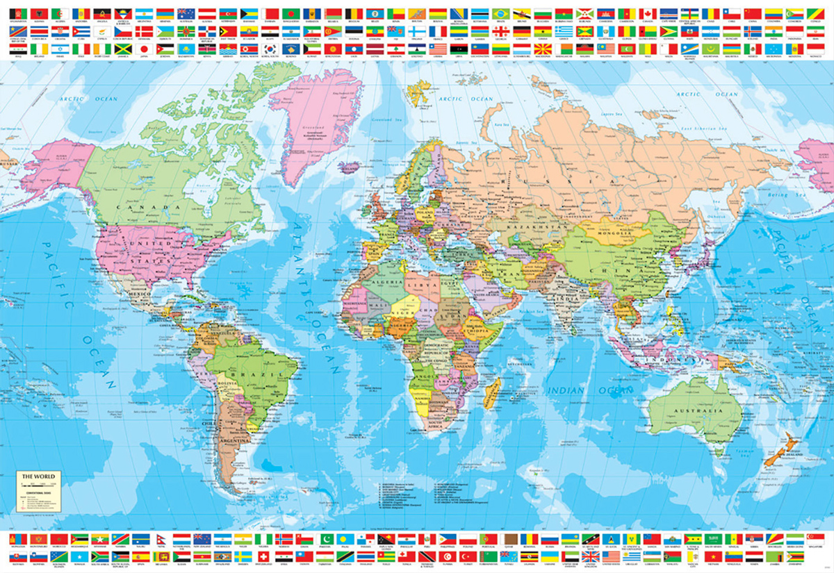 Political World Map, 1500 Pieces, Educa | Puzzle Warehouse