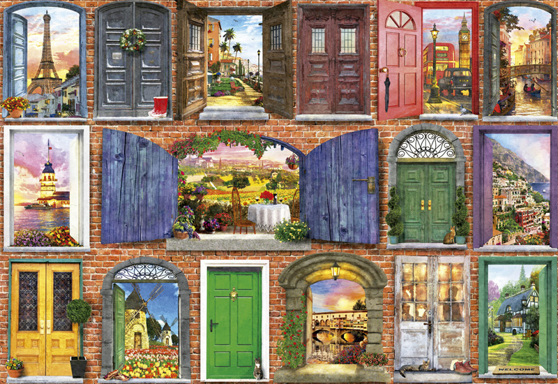 Doors Of Europe - Scratch and Dent Collage Jigsaw Puzzle