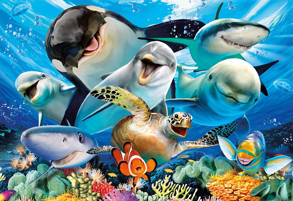 Underwater Selfies Sea Life Jigsaw Puzzle