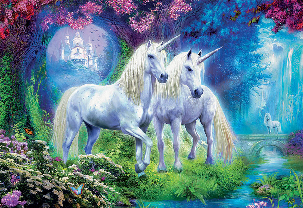 Unicorns in the Forest Fantasy Jigsaw Puzzle
