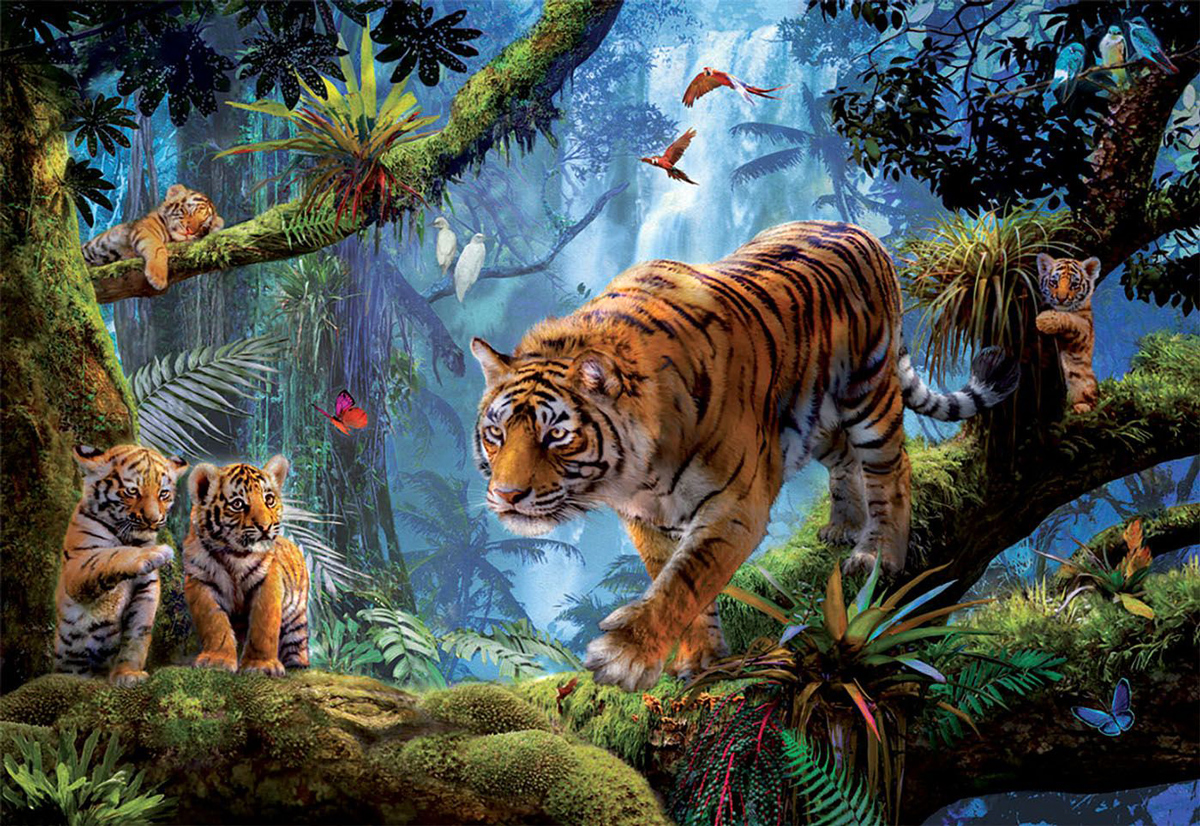 Tigers in the Tree Big Cats Jigsaw Puzzle