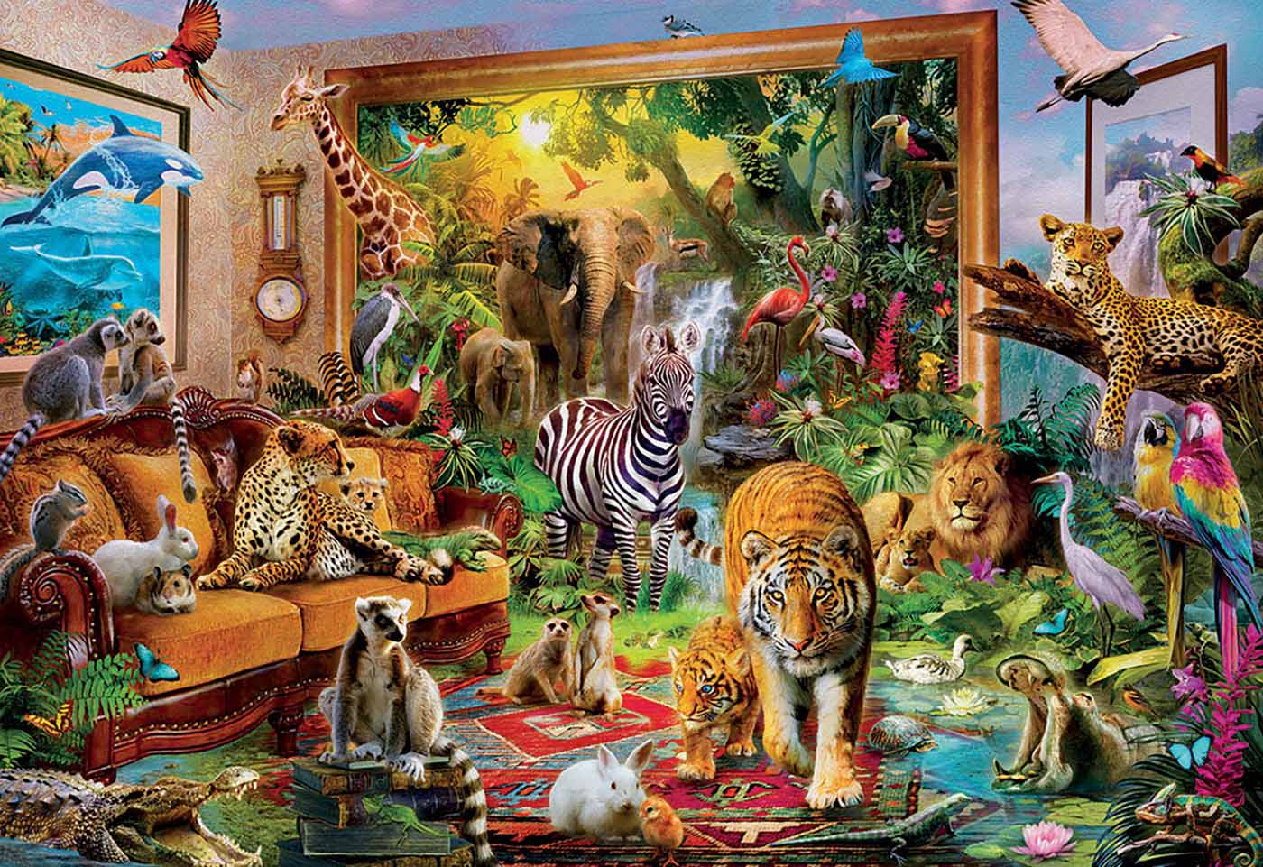 Entering the Bedroom Jungle Animals Jigsaw Puzzle