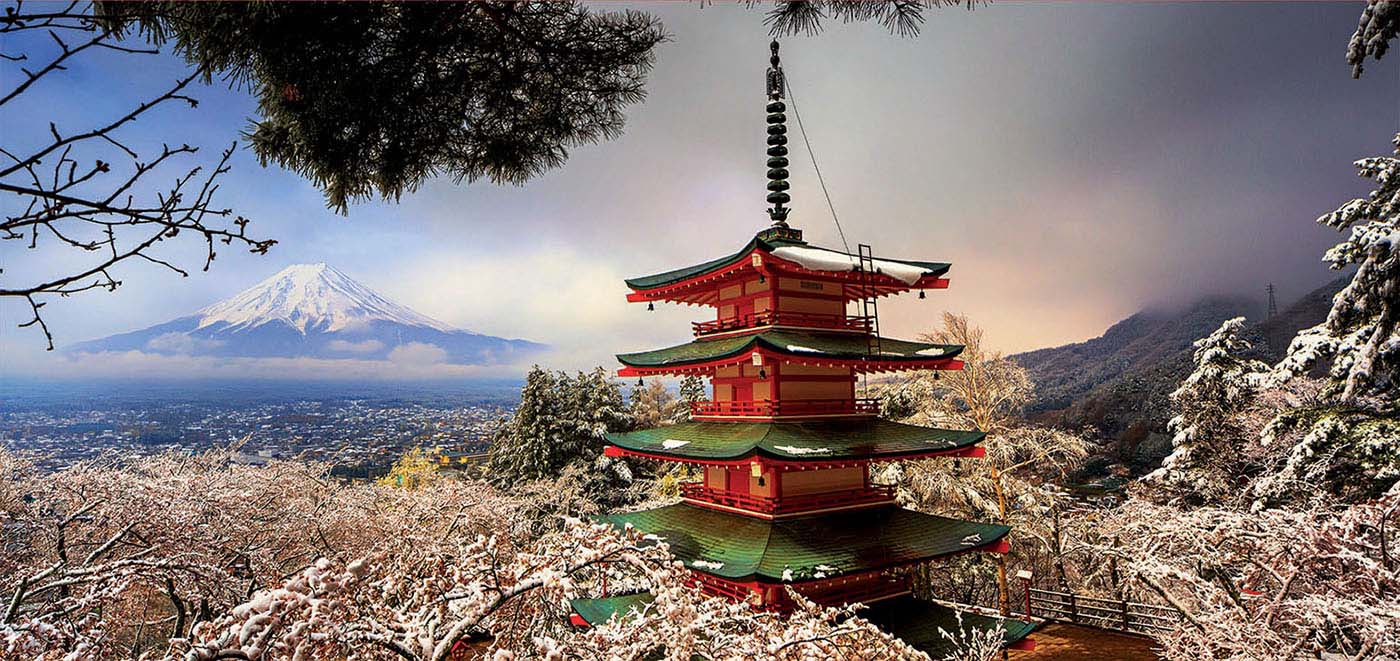 Mount Fuji & Chureito Pagoda, Japan Mountain Jigsaw Puzzle