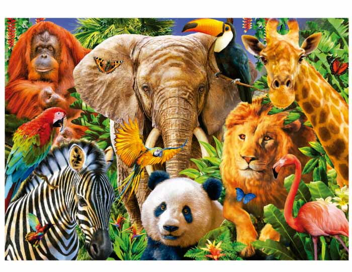 Wild Animal Collage Jungle Animals Jigsaw Puzzle