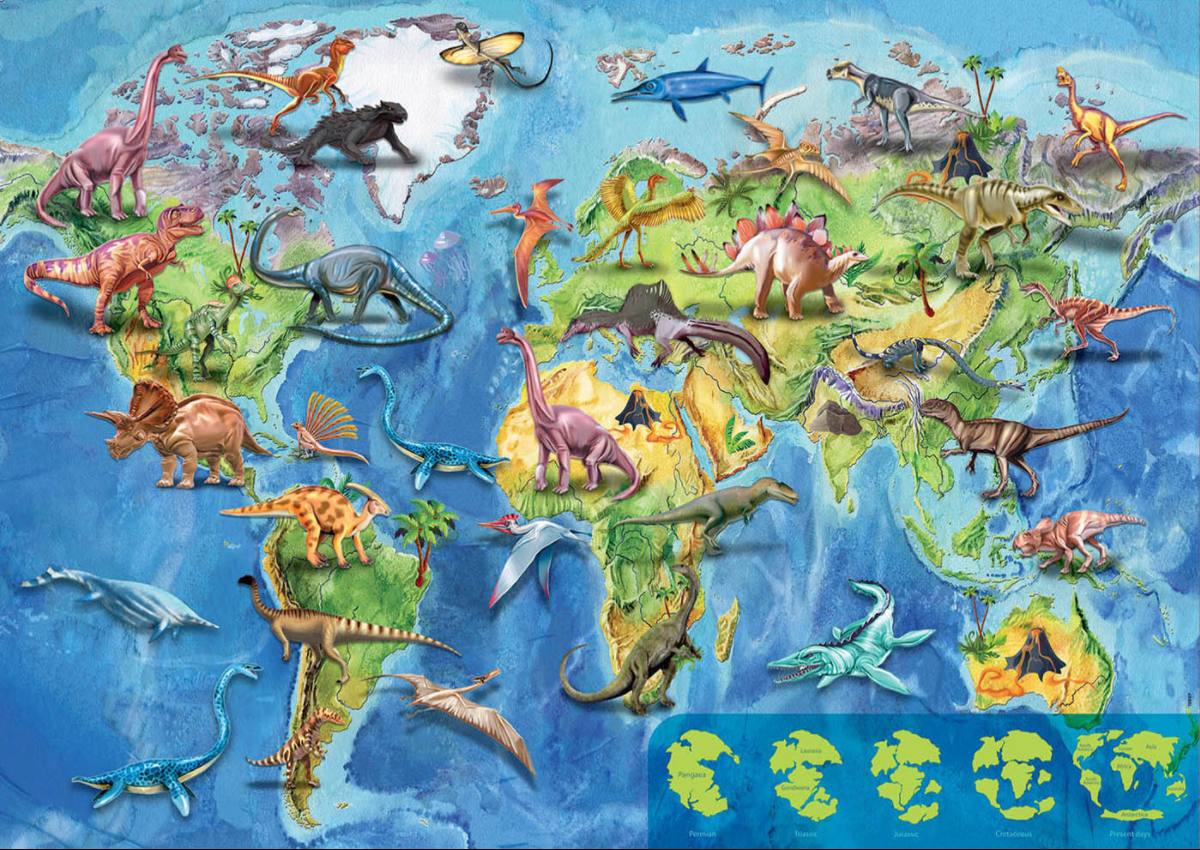 Dinosaurs Old World Map Dinosaurs Jigsaw Puzzle