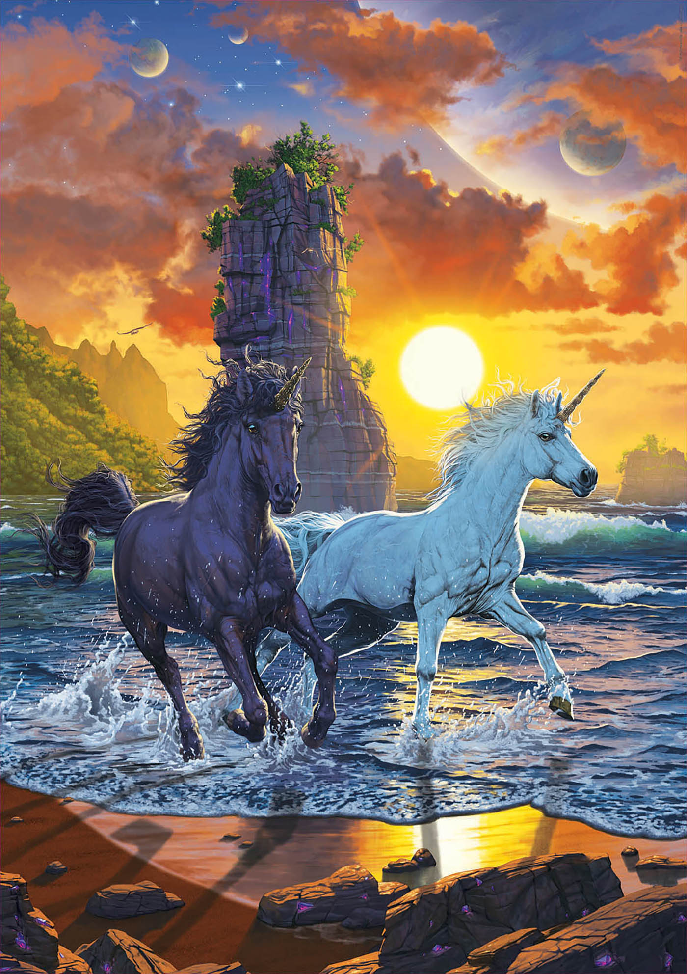 Unicorns on the Beach Fantasy Jigsaw Puzzle