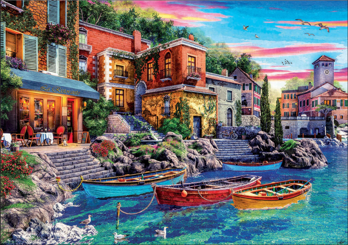 Sunset In Como - Scratch and Dent Boat Jigsaw Puzzle