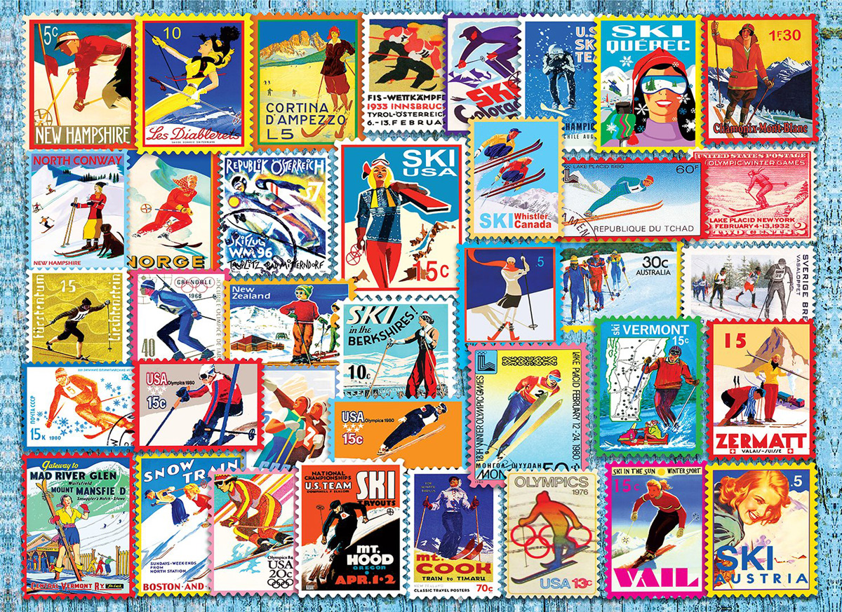 Ski Stamps Sports Jigsaw Puzzle