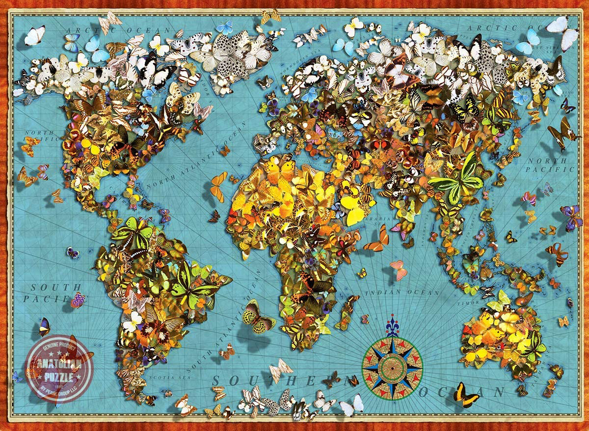 Butterfly World Map Butterflies and Insects Jigsaw Puzzle
