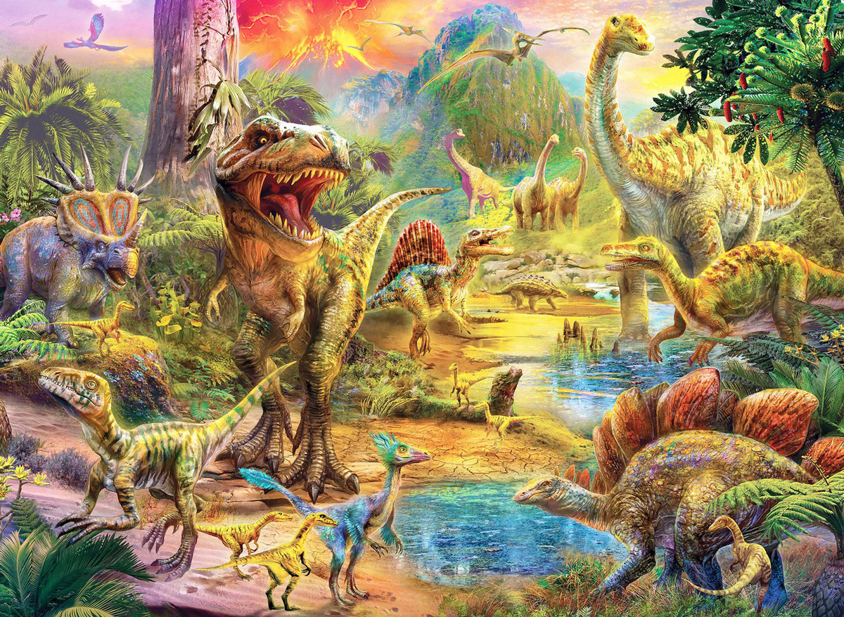 Landscape Of Dinosaurs Dinosaurs Jigsaw Puzzle