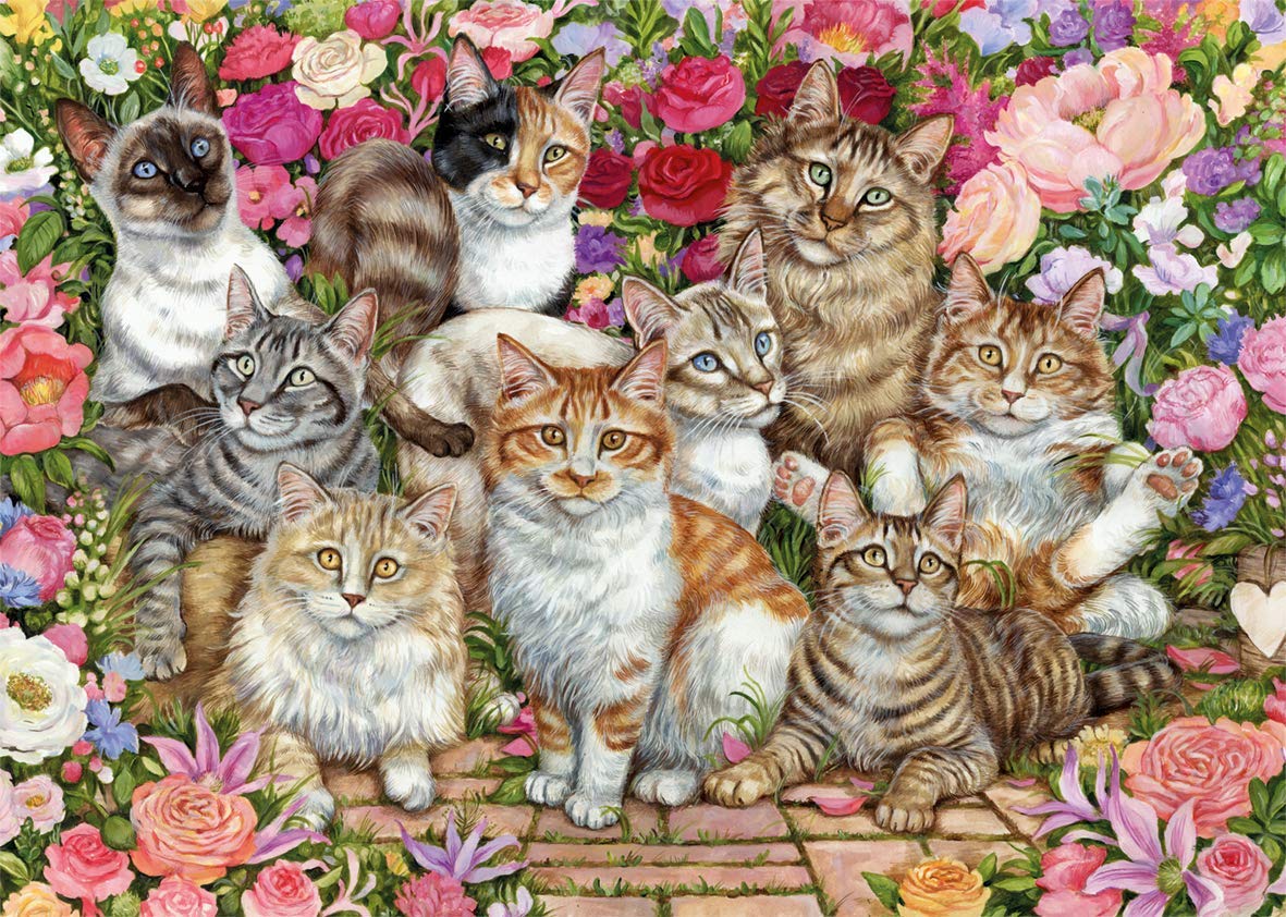 Download Floral Cats 1000 Pieces Jumbo Puzzle Warehouse