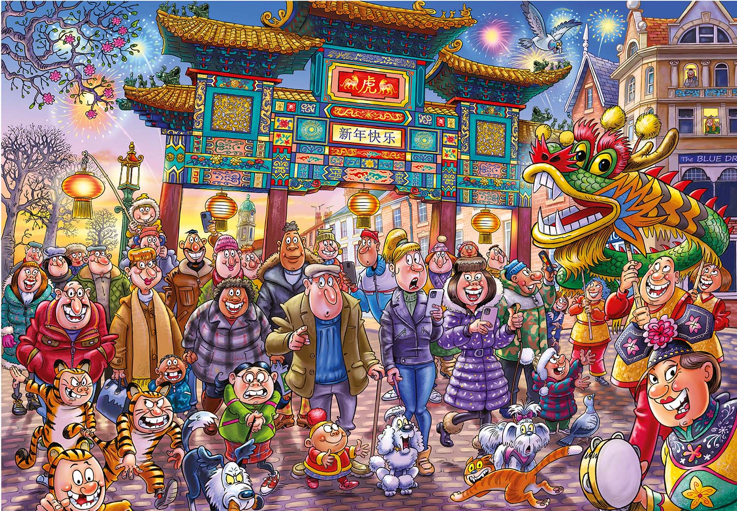 Darts Zes serie Wasgij Original 39: Chinese New Year!, 1000 Pieces, Jumbo | Puzzle Warehouse