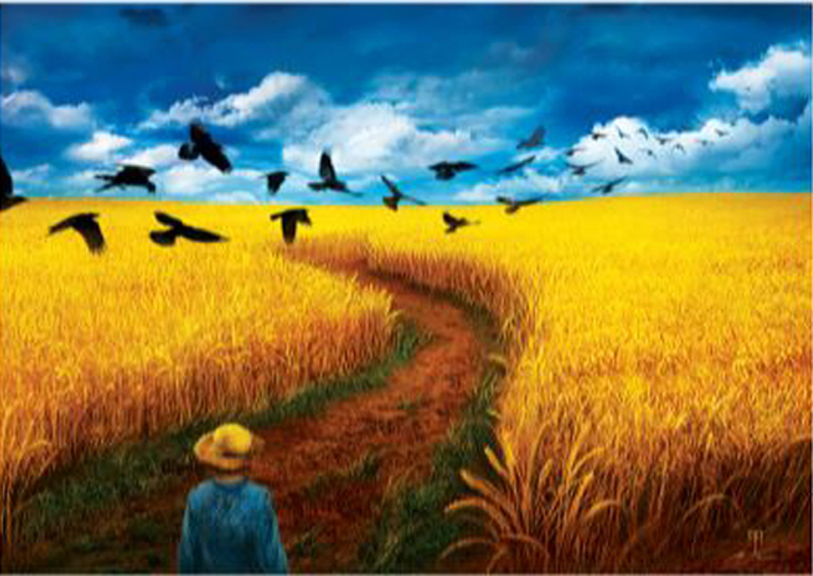 Wheat Field W/Crows Countryside Jigsaw Puzzle