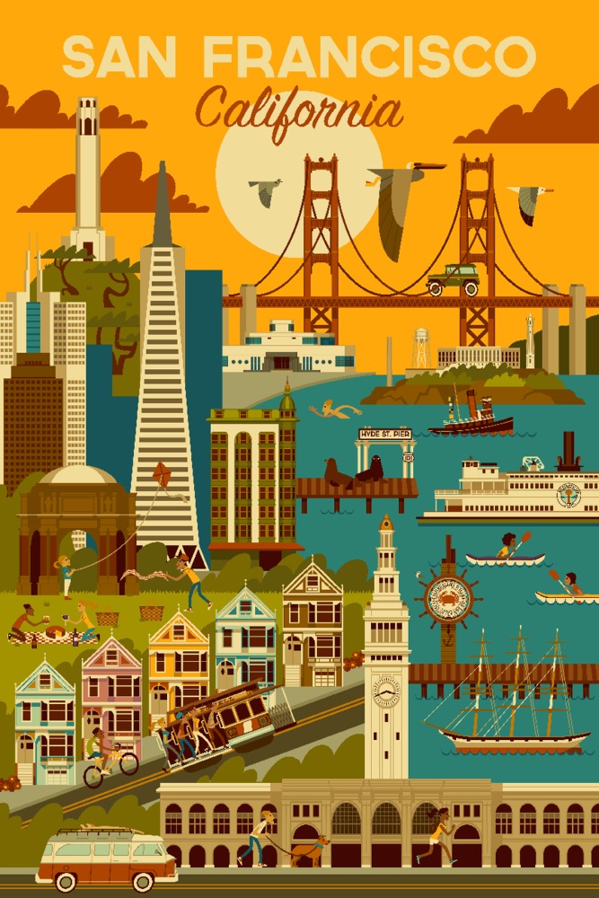 San Francisco, California, Geometric Travel Jigsaw Puzzle