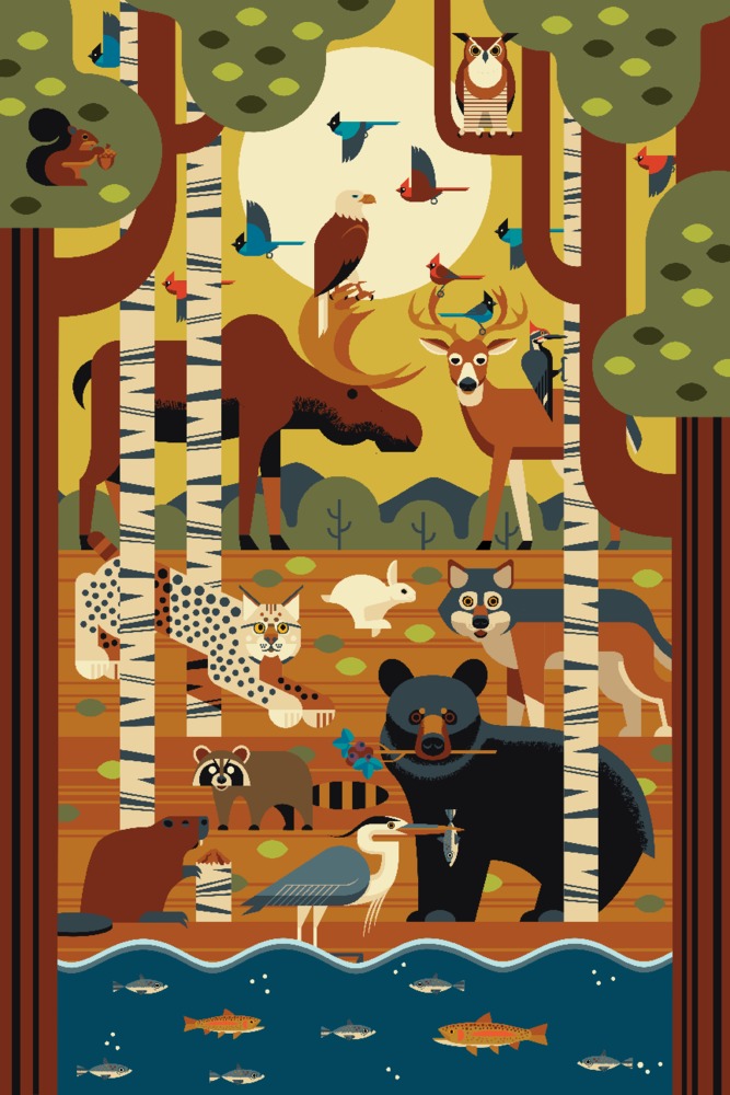 Forest Animals, Geometric Forest Animal Jigsaw Puzzle