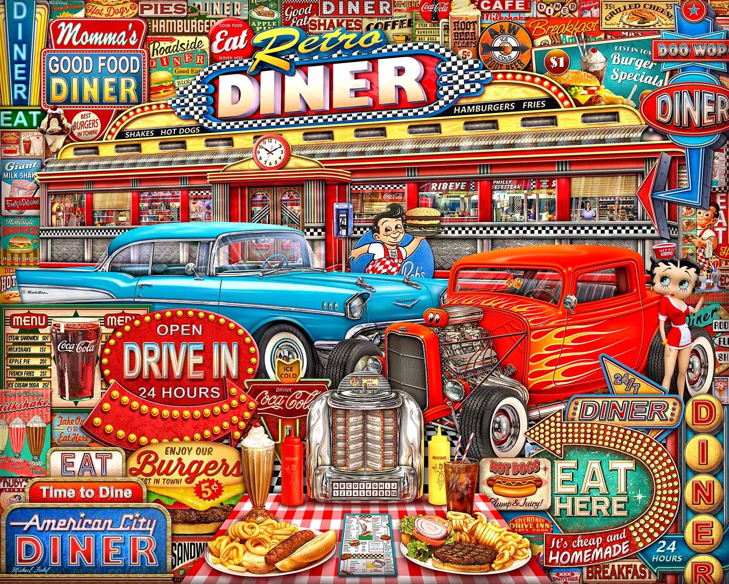 Retro Diner Food and Drink Jigsaw Puzzle