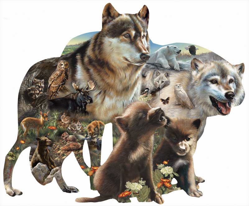 Wolf Pack Wolves Shaped Puzzle