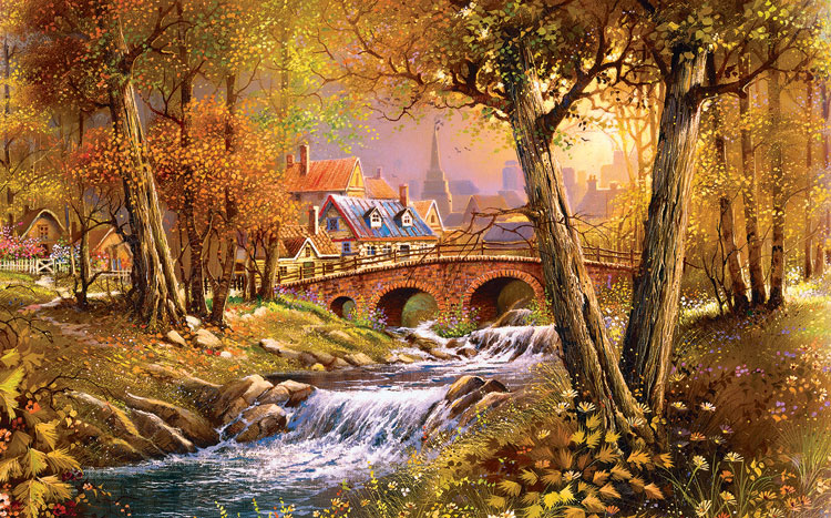 Bridge over the Stream - Scratch and Dent Countryside Jigsaw Puzzle