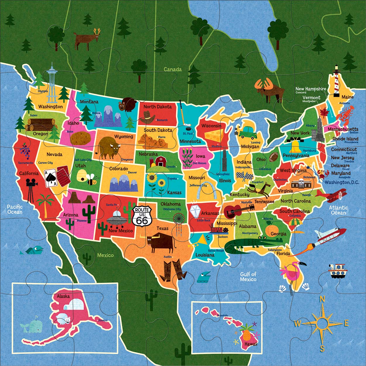 Map of the U.S.A. Maps & Geography Jigsaw Puzzle