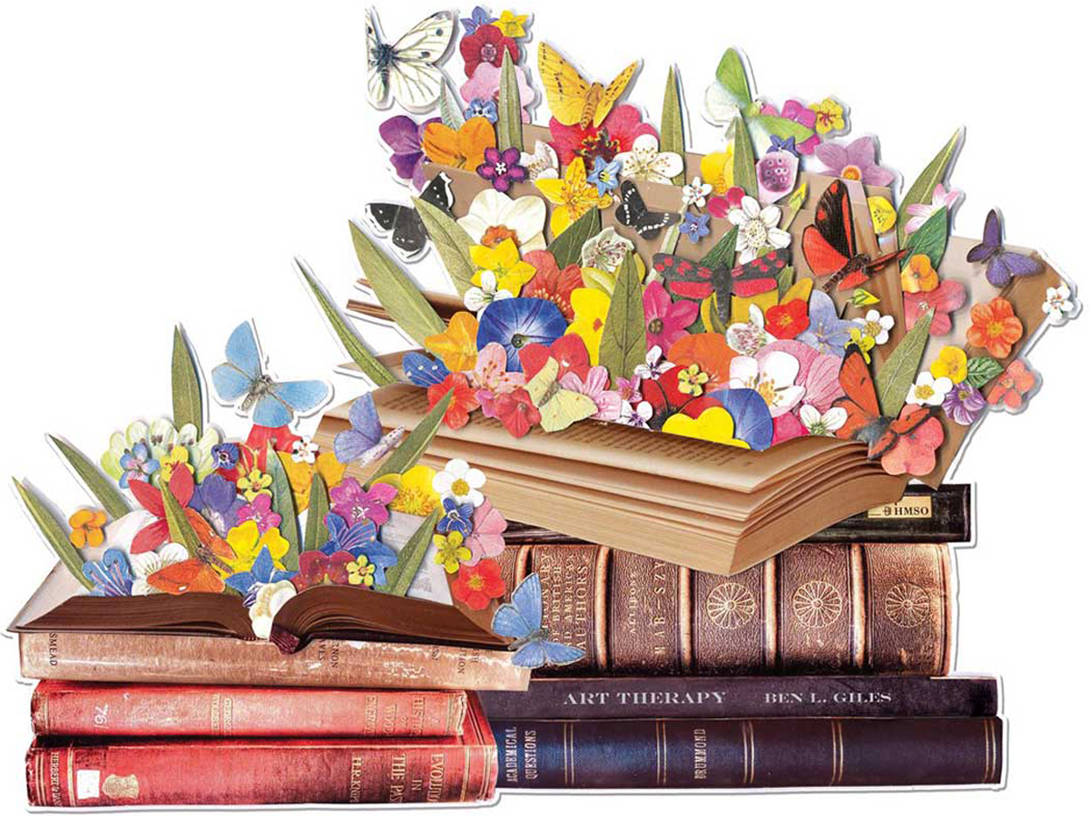 Blooming Books Collage Shaped Puzzle