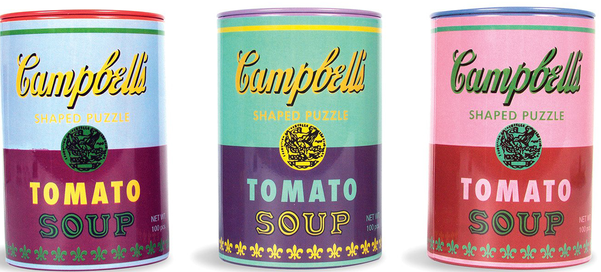 Andy Warhol Soup Cans Set of 3 Shaped Puzzles in Tins Nostalgic & Retro Shaped Puzzle