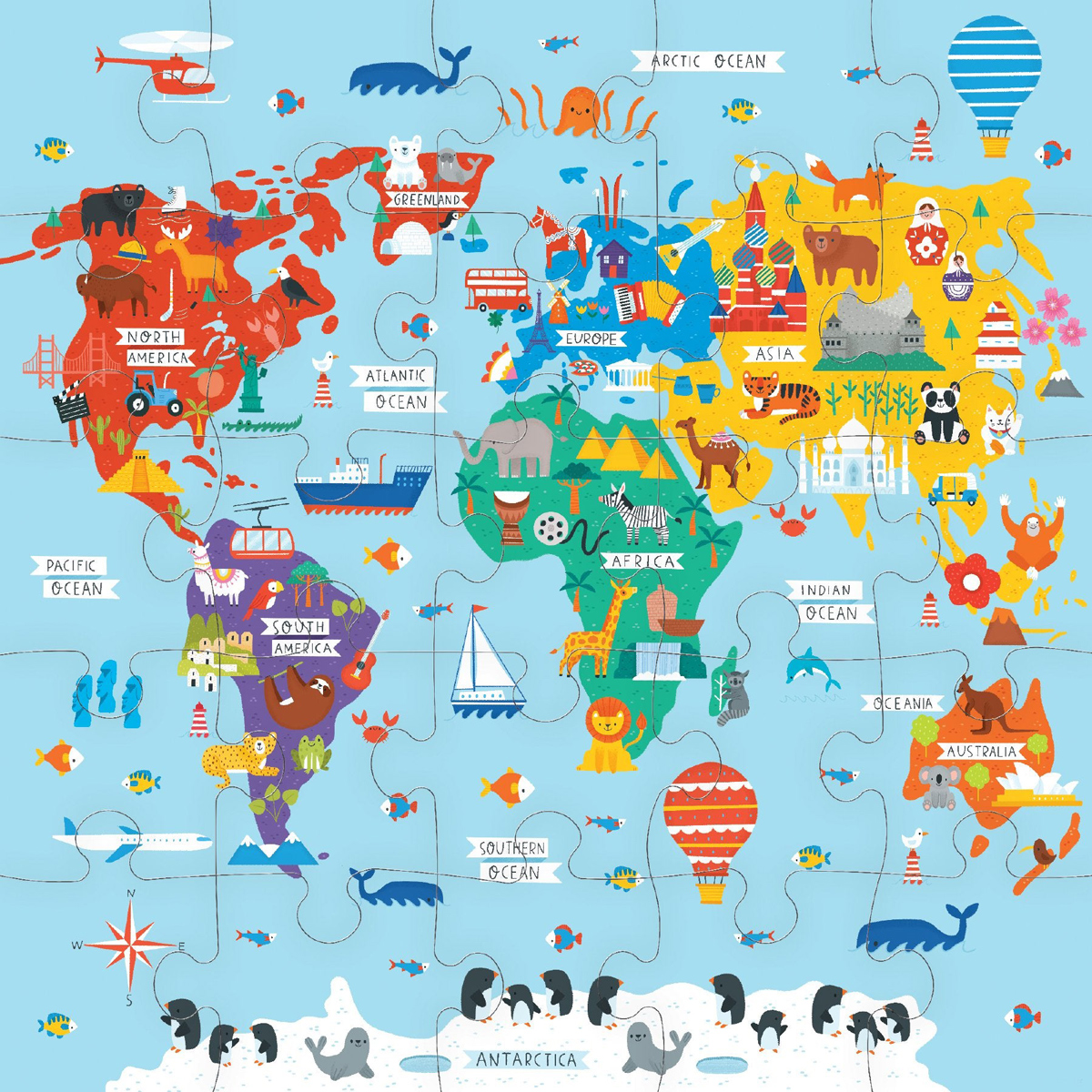 Map of the World Jumbo Puzzle Animals Jigsaw Puzzle