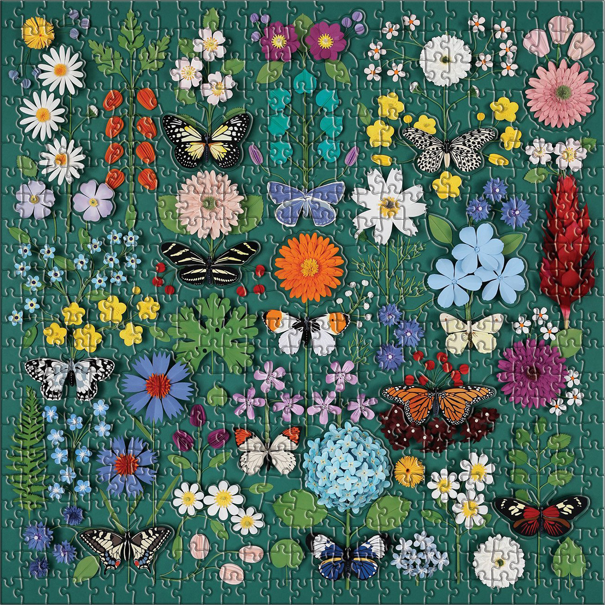 Butterfly Botanica with Shaped Pieces Butterflies and Insects Jigsaw Puzzle