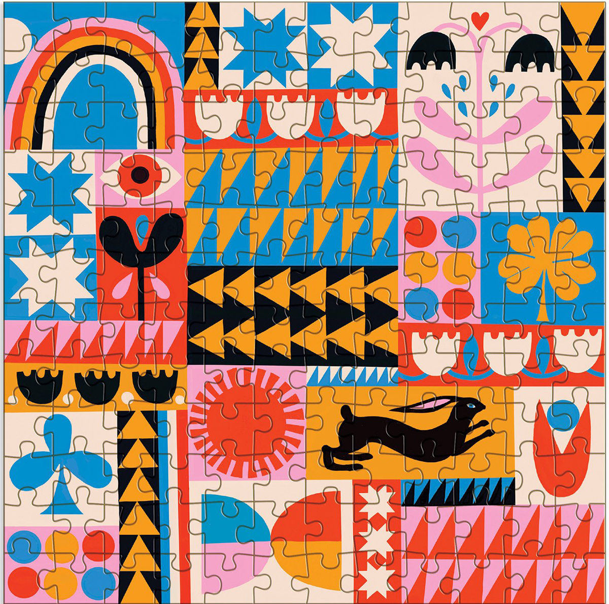 Lisa Congdon Rabbit Quilt Wood Puzzle Graphics / Illustration Jigsaw Puzzle