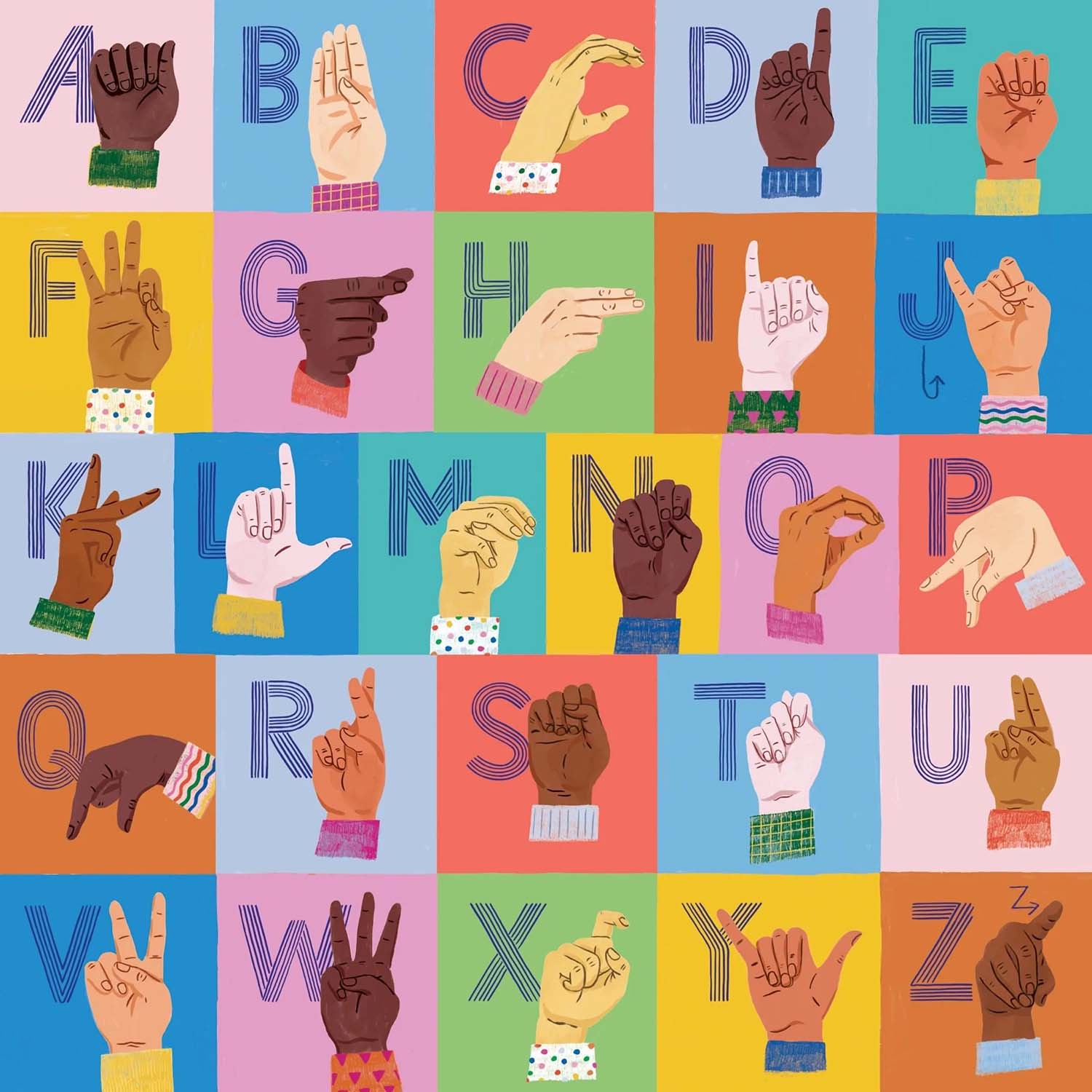 American Sign Language Alphabet Collage Jigsaw Puzzle