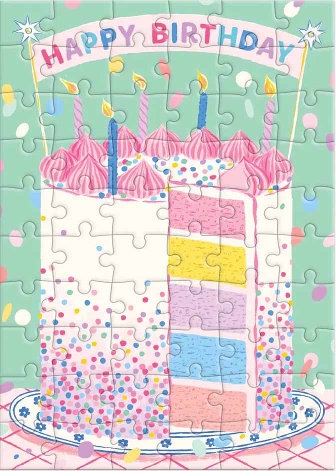 Confetti Birthday Cake - Greeting Card Puzzle Birthday Jigsaw Puzzle