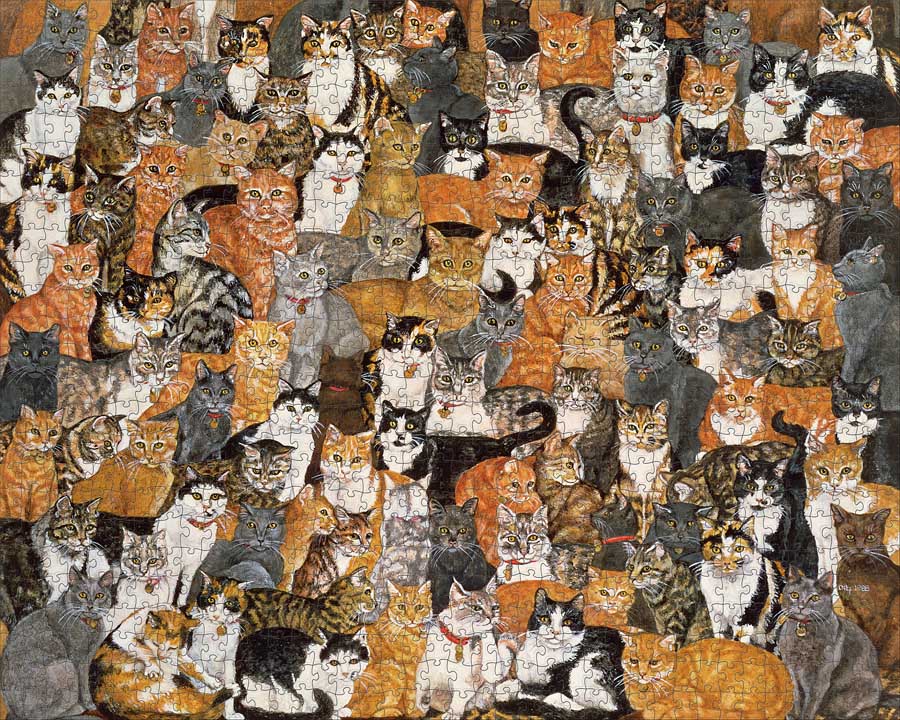 Double Catspread Cats Jigsaw Puzzle