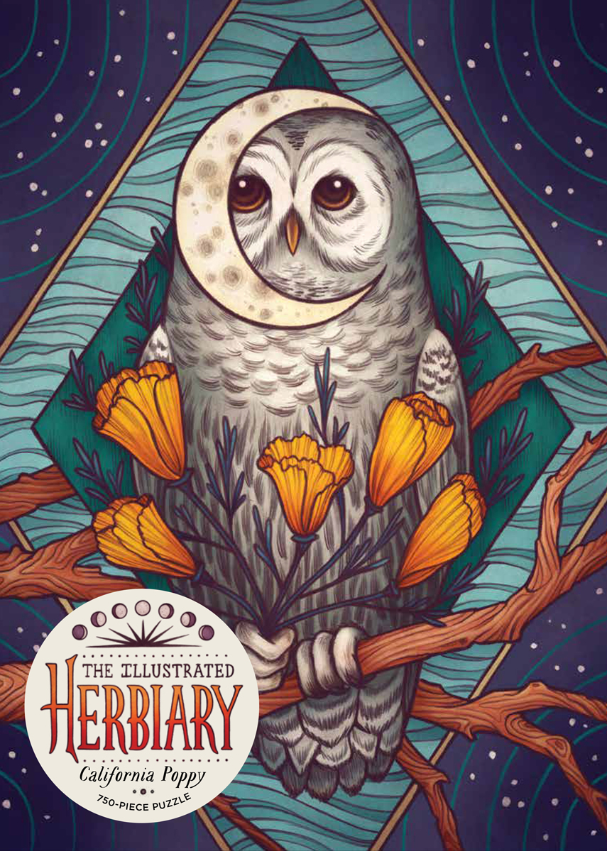 The Illustrated Herbiary: California Poppy Owl Jigsaw Puzzle