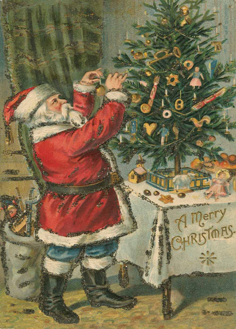John Derian Paper Goods: Santa Trims the Tree  Christmas Jigsaw Puzzle