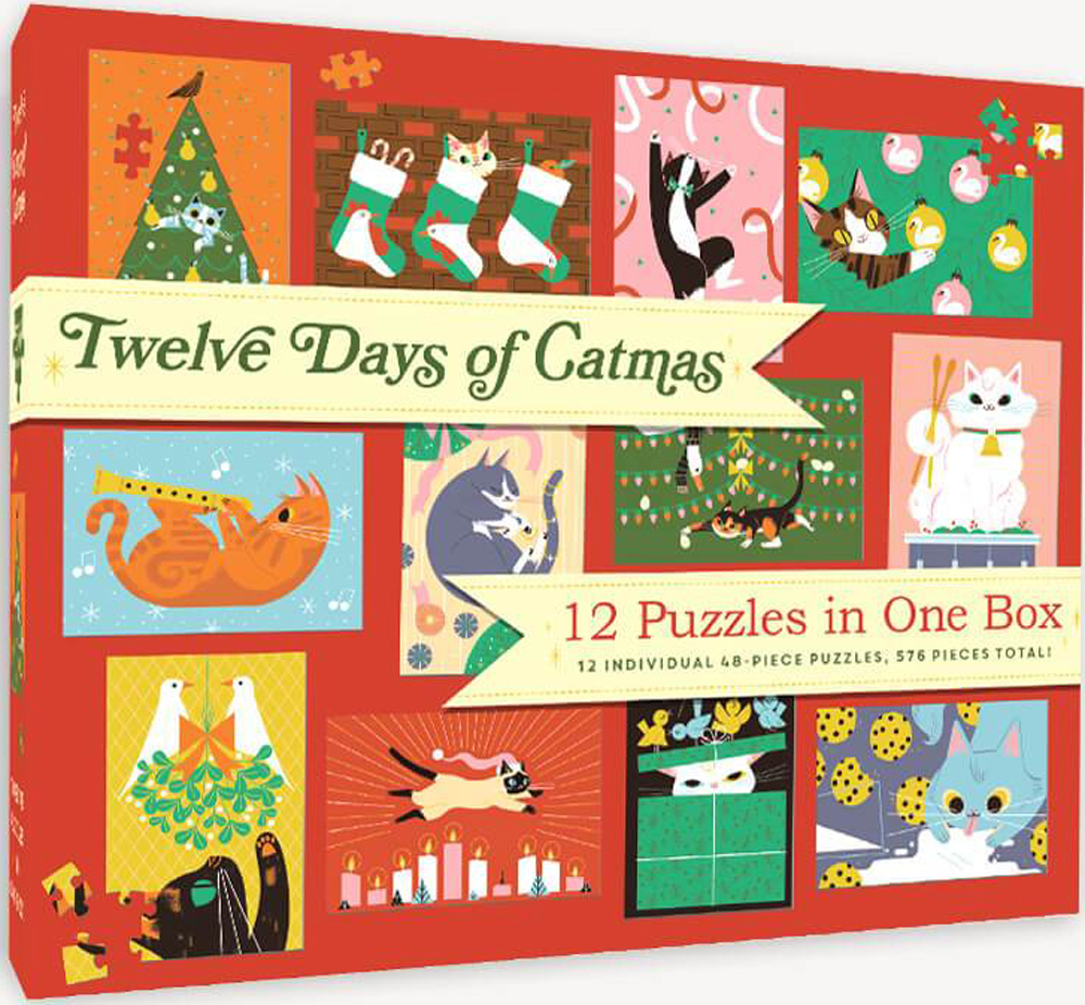 12 Puzzles in One Box: Twelve Days of Catmas - Scratch and Dent Cats Jigsaw Puzzle