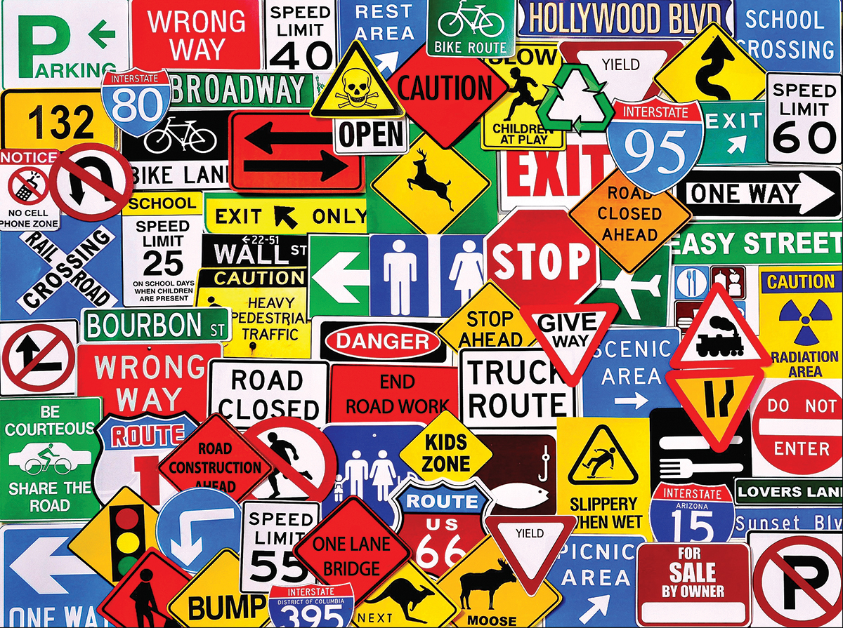 Road Signs 500 Pieces White Mountain Puzzle Warehouse