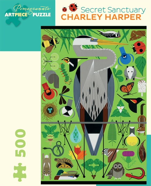 500 piece Charley Harper: Secret Sanctuary jigsaw puzzle