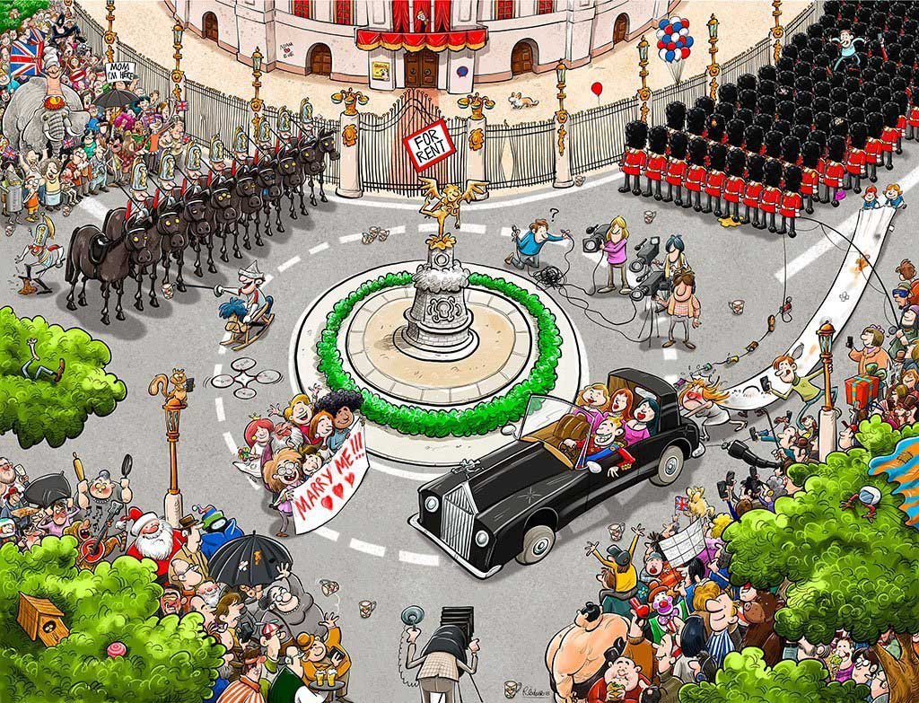 Chaos at the Royal Wedding - Scratch and Dent Cartoons Jigsaw Puzzle