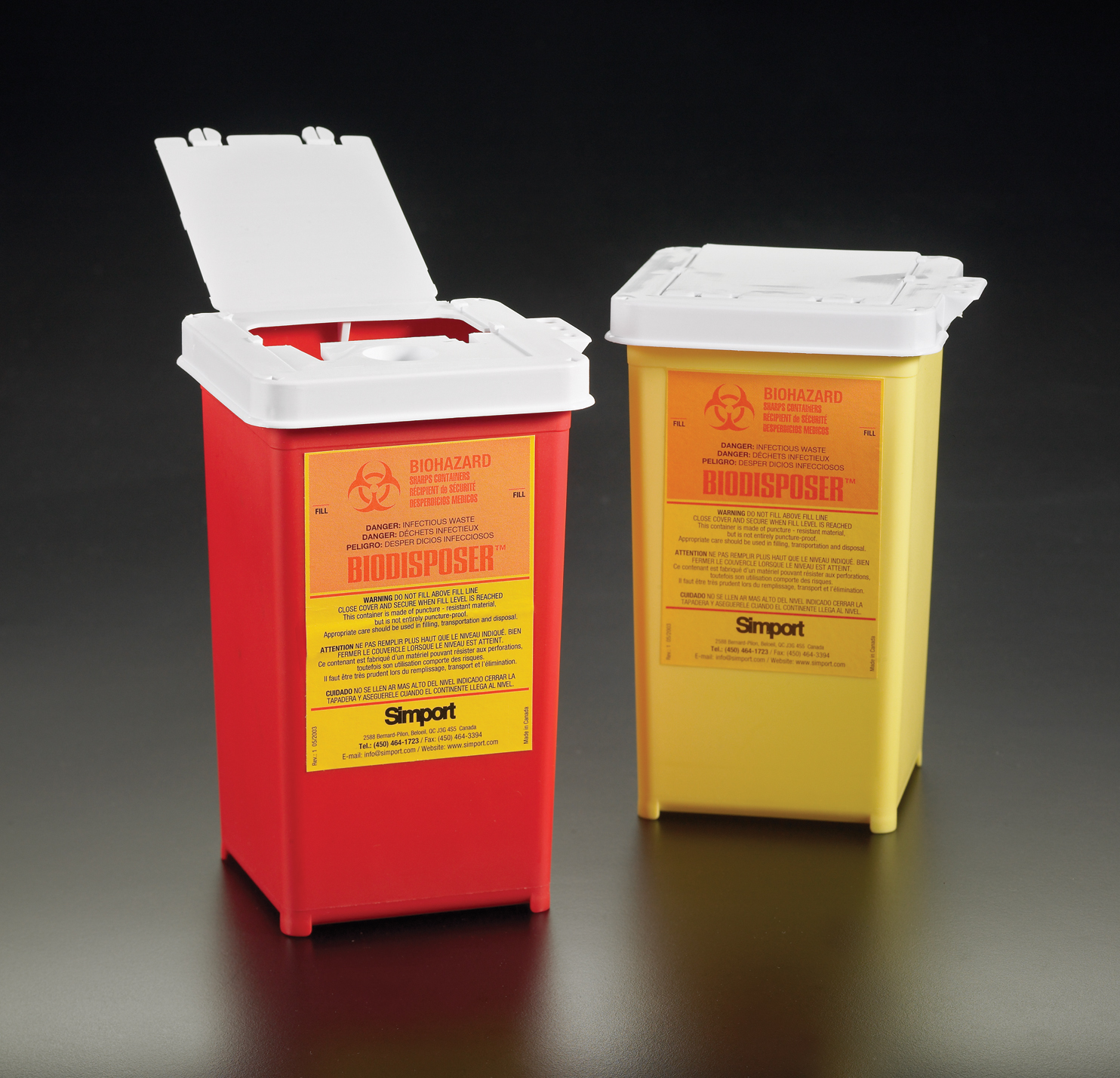 Sharps Container 1qt Single Port Yellow