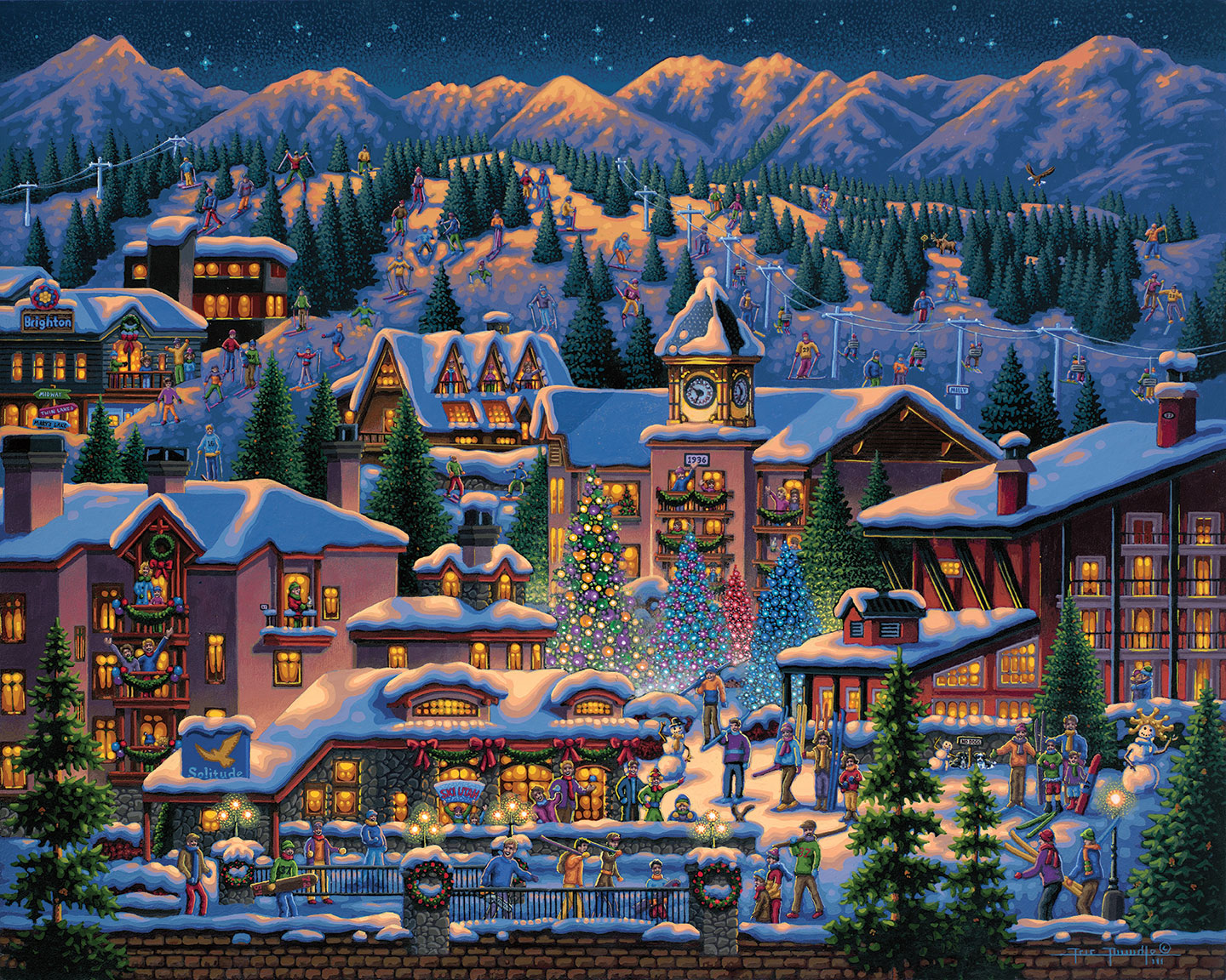 Rocky Mountain Christmas, 1000 Pieces, Dowdle Folk Art Puzzle Warehouse