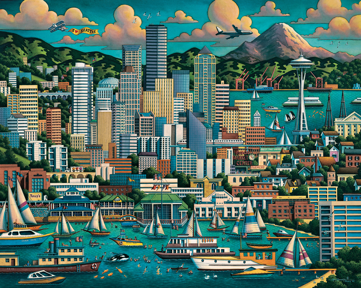 Seattle Great Wheel Landmarks & Monuments Jigsaw Puzzle