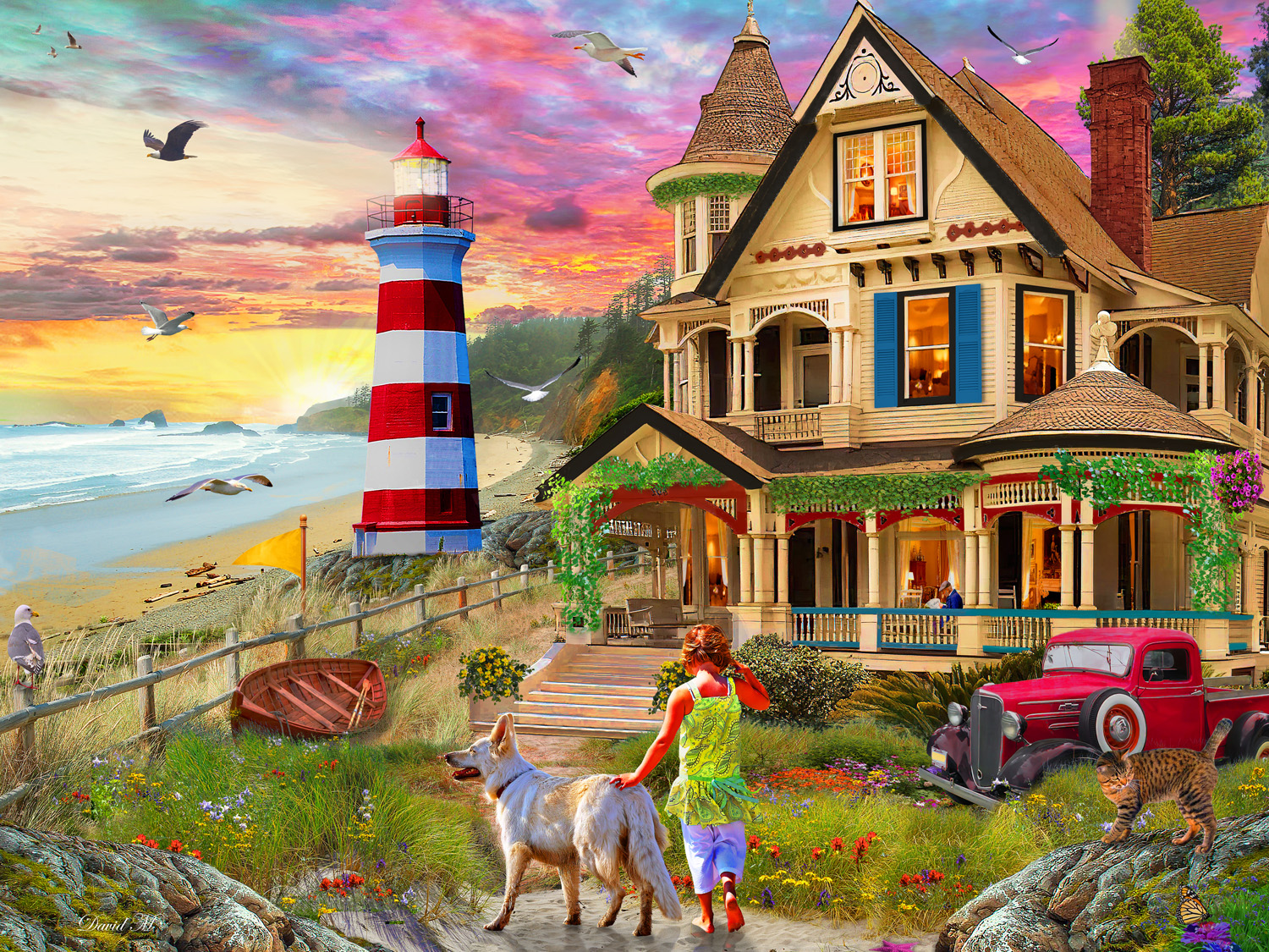 Beachside Home  - Scratch and Dent Lighthouse Jigsaw Puzzle