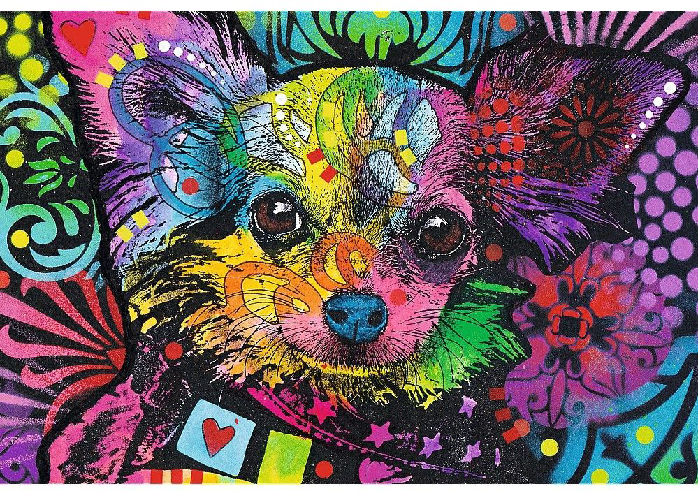 Wooden Jigsaw Puzzle-Colorful Chihuahua