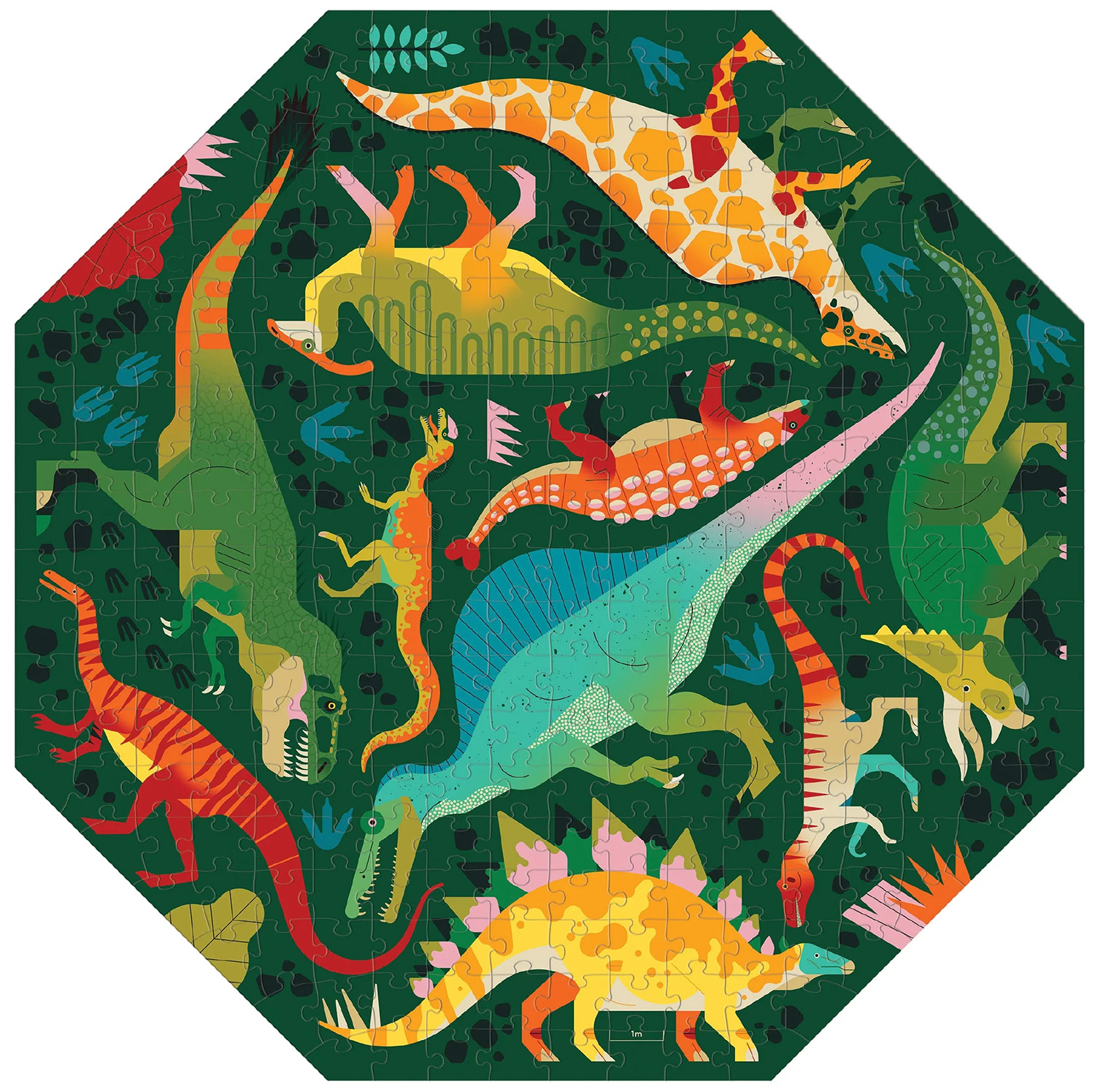 Dinosaurs to Scale Octagon Shaped Puzzle Dinosaurs Shaped Puzzle