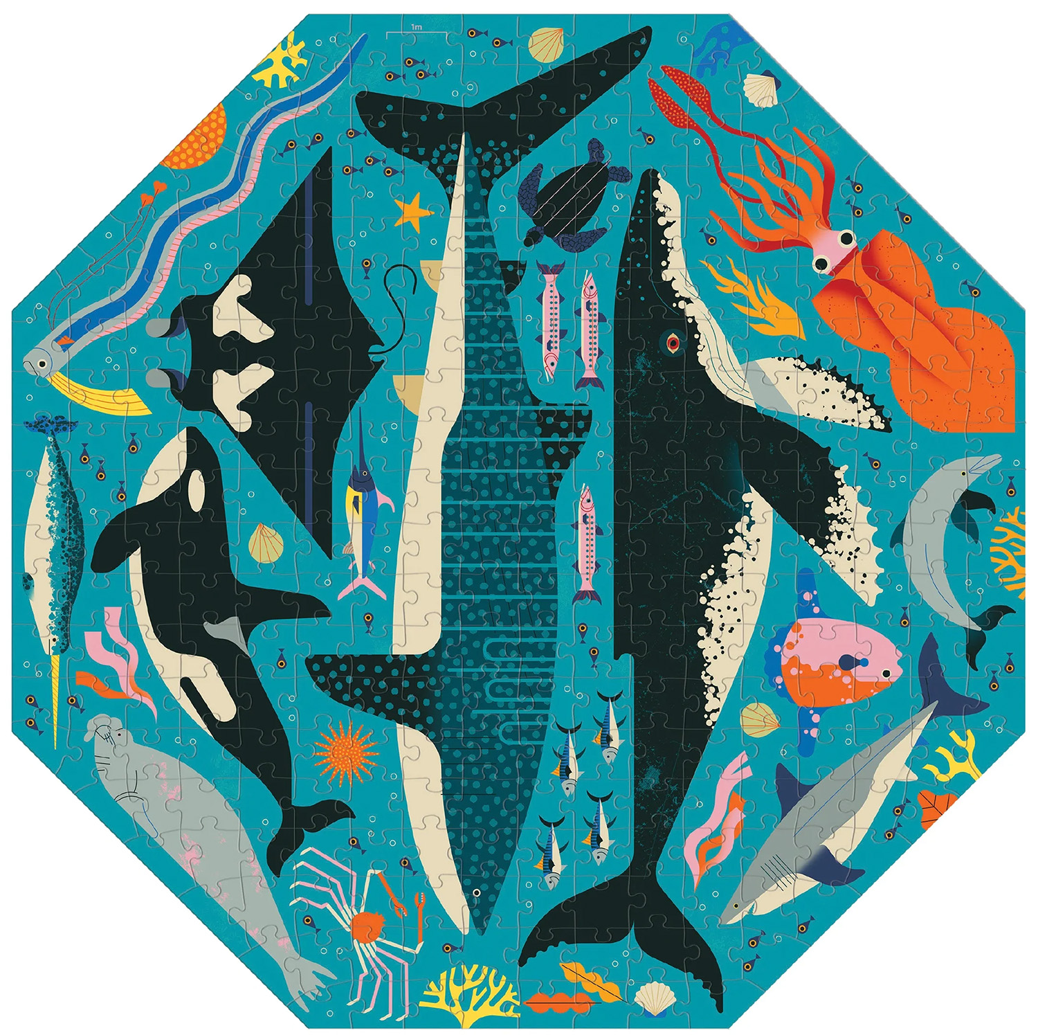 Ocean Life to Scale Octagon Shaped Puzzle