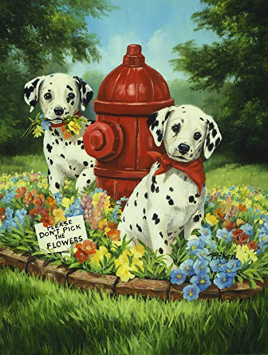 Please Don't Pick the Flowers by Linda Picken - Scratch and Dent Dogs Jigsaw Puzzle