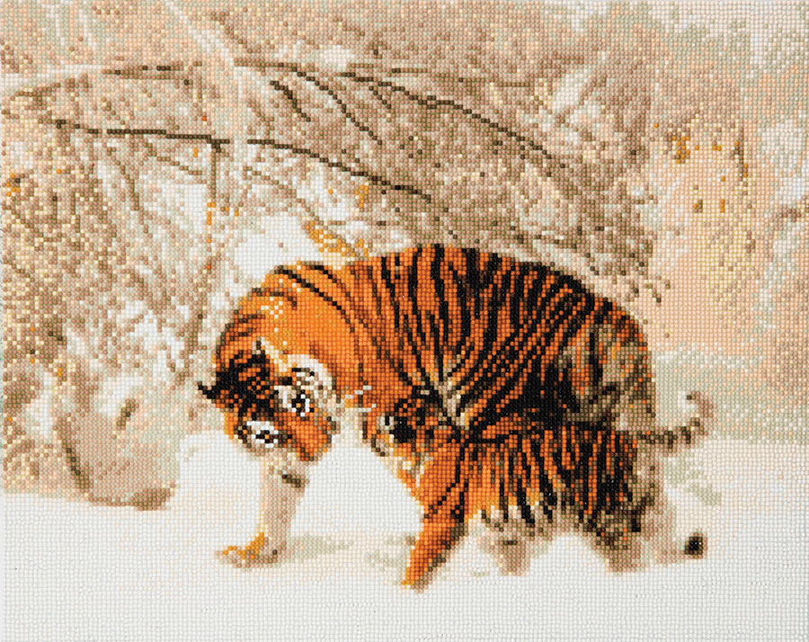 Winter Tigers Crystal Art Large Framed Kit