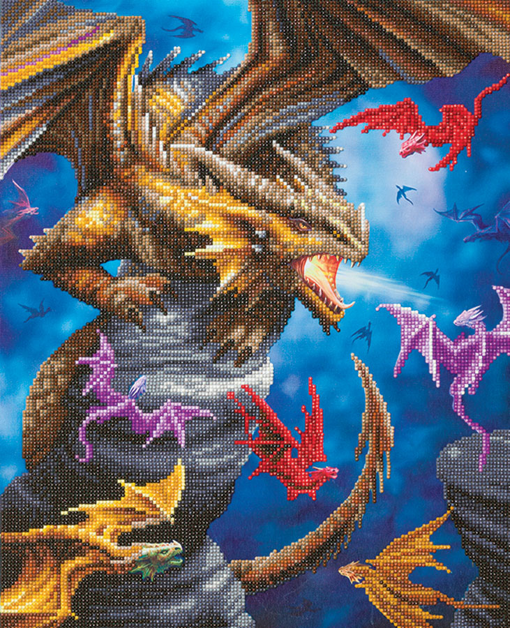 Dragon Clan Crystal Art Large Framed Kit - Scratch and Dent