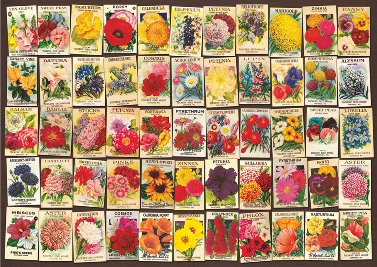 Seed Packet Collage, 1000 Pieces, D-Toys | Puzzle Warehouse