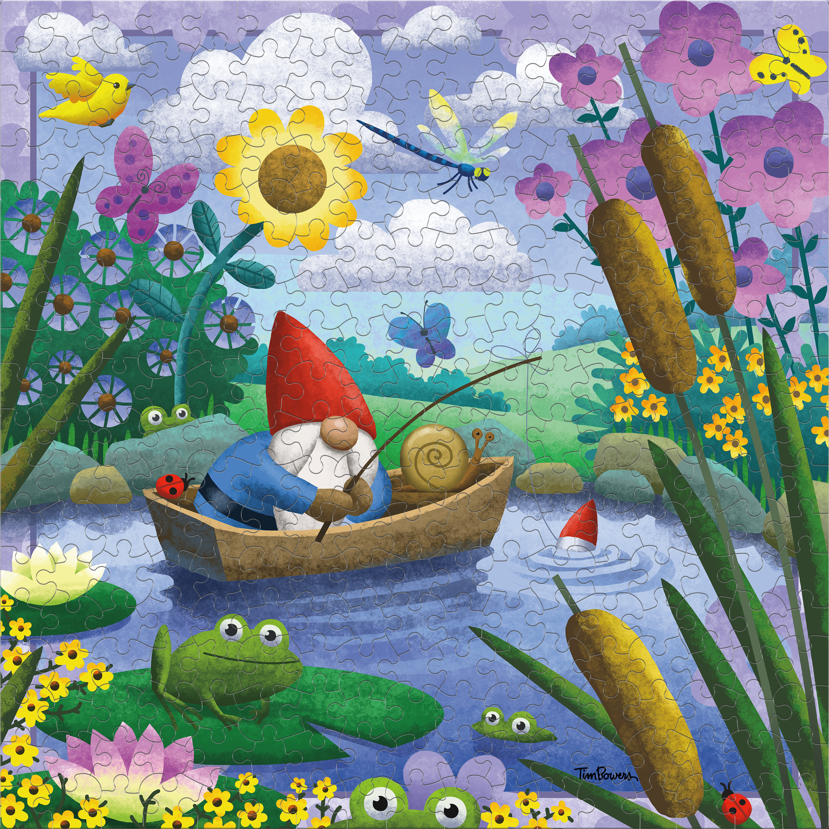 Gone Fishing Oversized Gnomes Puzzle - Scratch and Dent Summer Jigsaw Puzzle